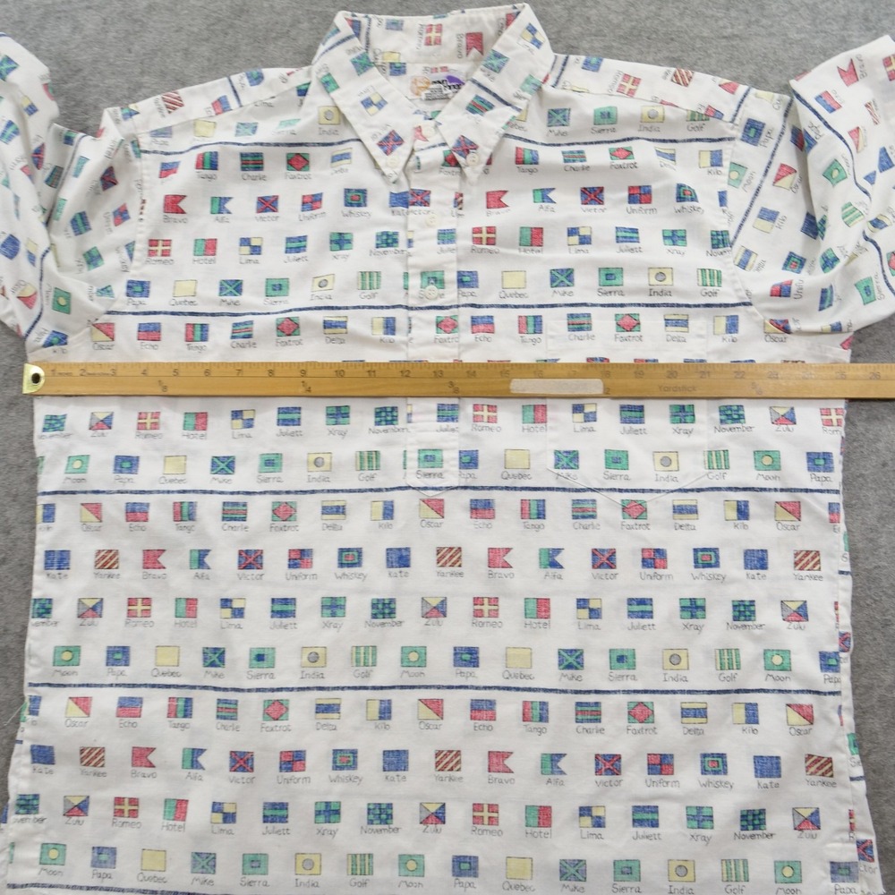 Reyn Spooner Shirt Mens Extra Large White Nautical Flag Pullover Vintage 80s - Picture 8 of 11